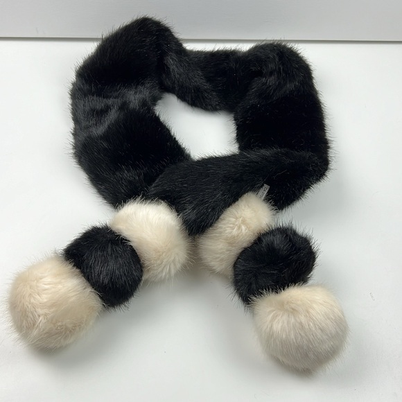 Fun and Unique Winter Scarf with Black & White faux PomPom Balls - Picture 3 of 4